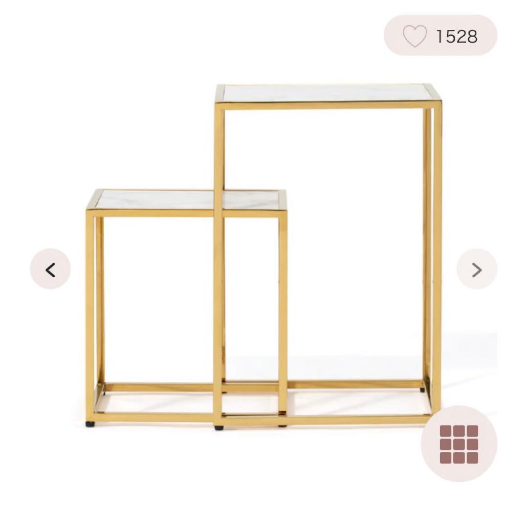Francfrancフランフラン　レーヌ ネストテーブル S マーブル×ゴールド