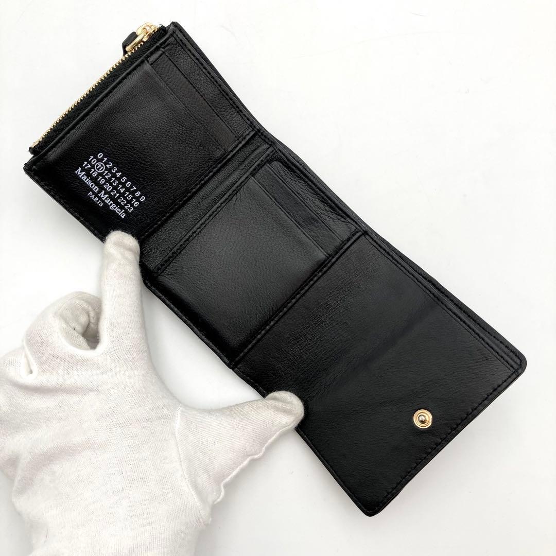 Noodles✨ メゾンマルジェラ 三つ折り財布 グラムスラム 黒 レザー