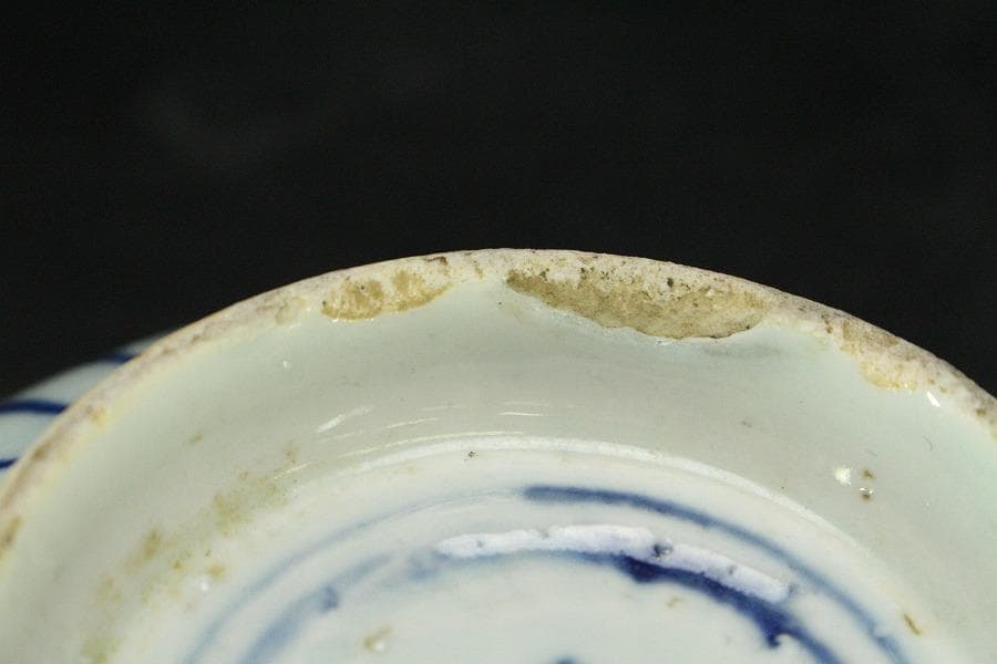 中国美術 青花 染付 纏枝蓮花紋 碗 φ18cm N809