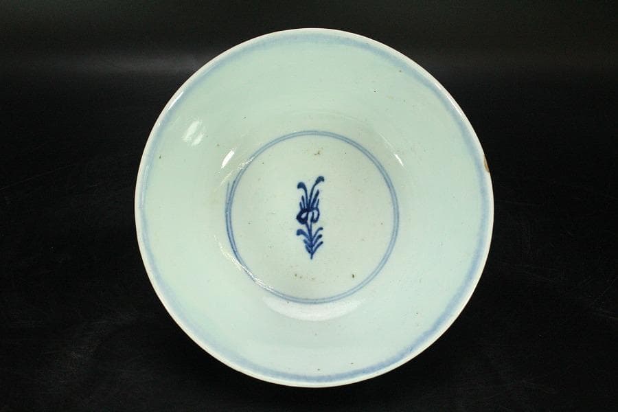 中国美術 青花 染付 纏枝蓮花紋 碗 φ18cm N809