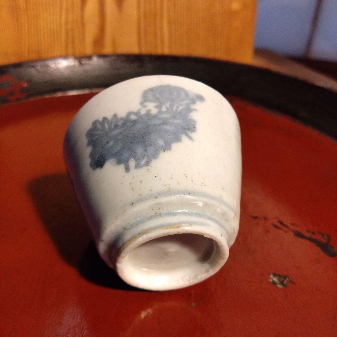 古伊万里蒟蒻印判菊花文蕎麦猪口