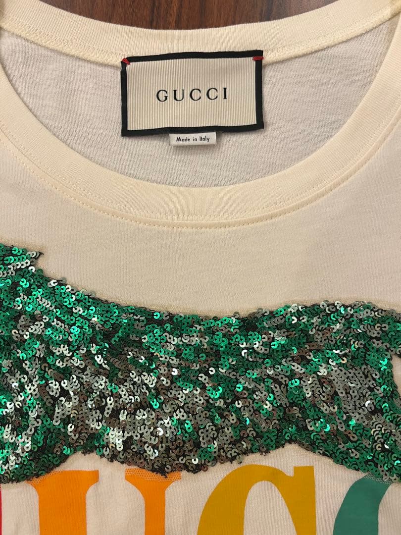 GUCCI グッチ スパンコール Tシャツ クリーム色　トップス