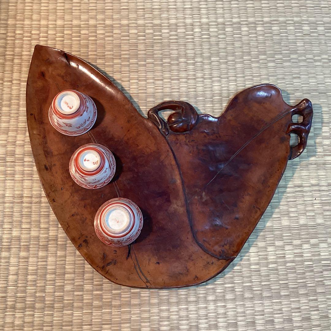 煎茶葉盆　②　　煎茶道松材葉盆