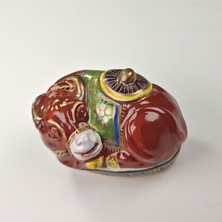 ウ316 香合『翠浩造』『笠牛　色絵香合　共箱』茶道具