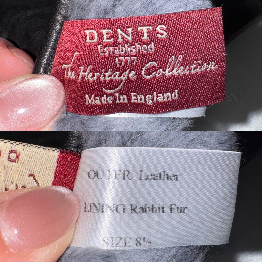 DENTS デンツ　 ラビットファー　レザーグローブ　手袋　ブラック