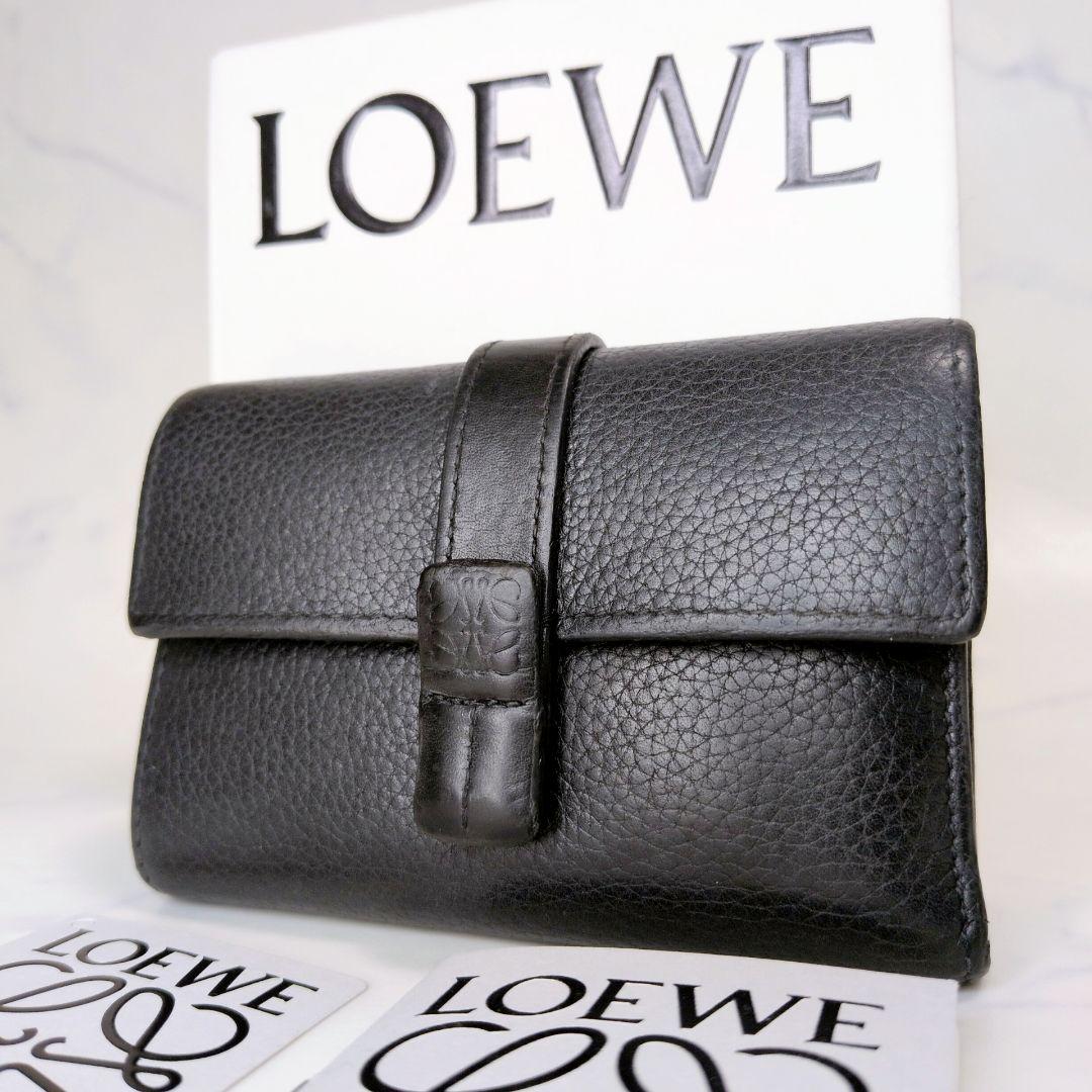 ロエベ バーティカルウォレット 三つ折り財布 アナグラム ブラック 黒 箱付き