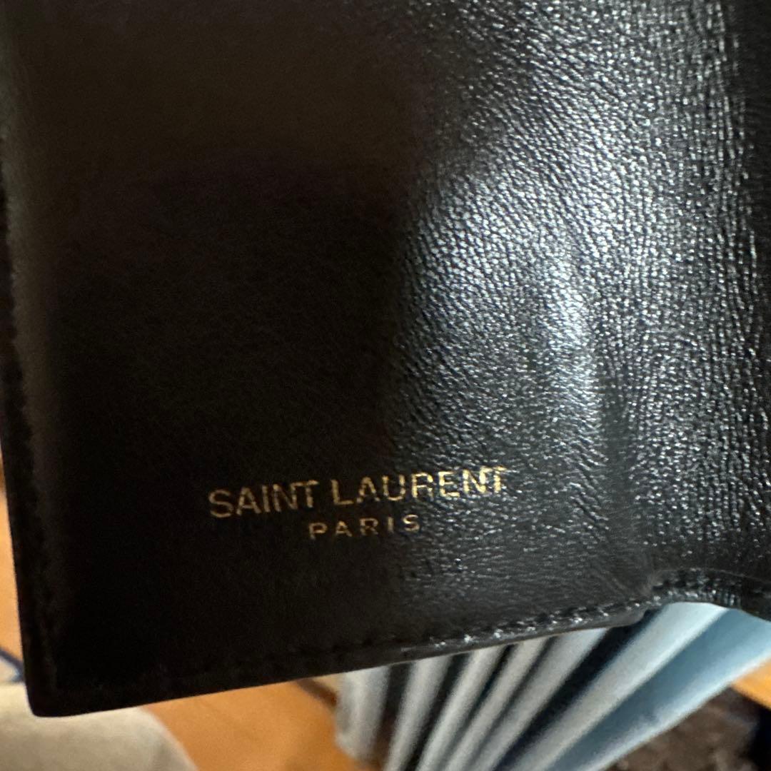 YSL ブラック 三つ折り財布 キルティング