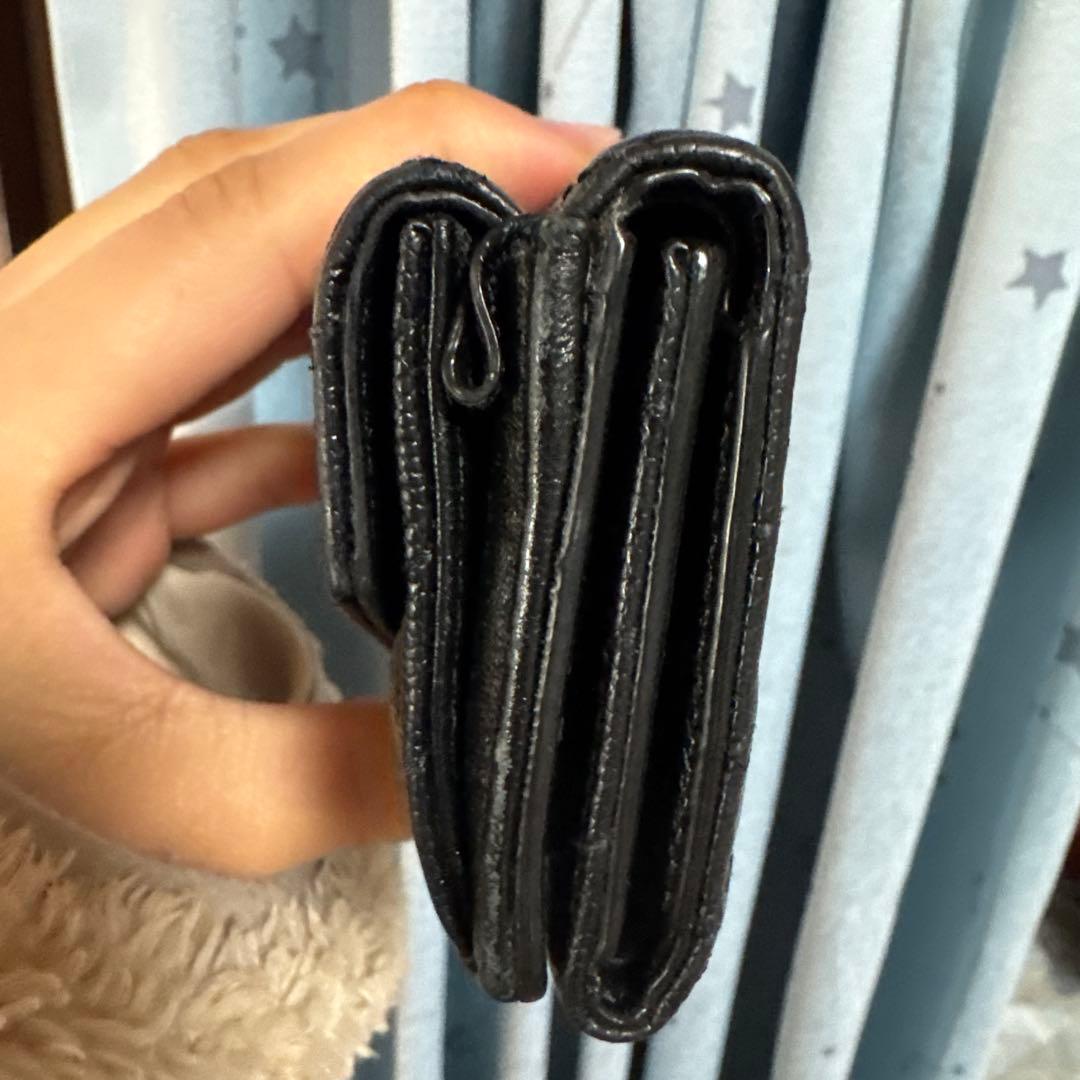 YSL ブラック 三つ折り財布 キルティング