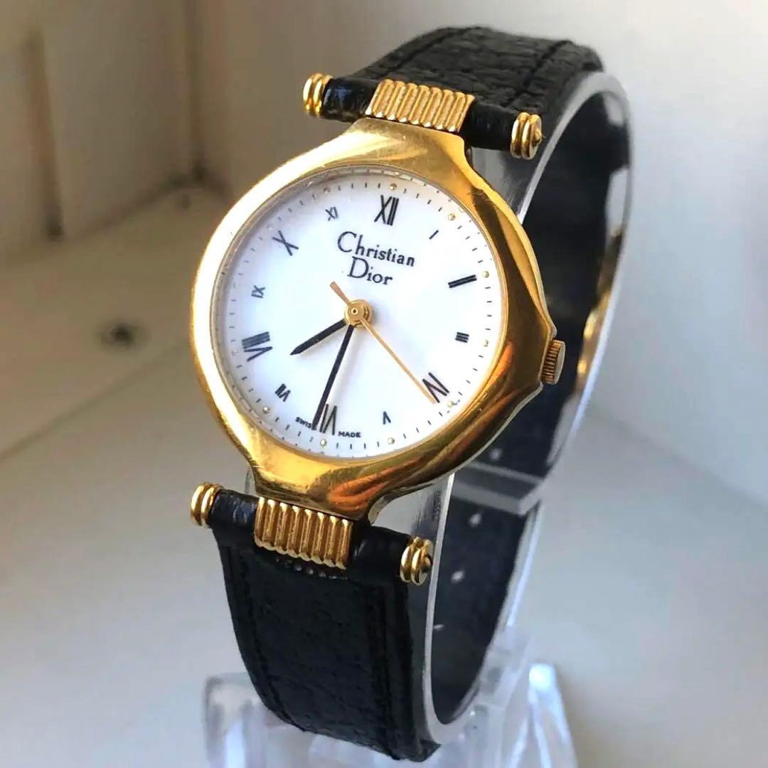 【極美品】Christian Dior ローマン　電池新品時計 ゴールド