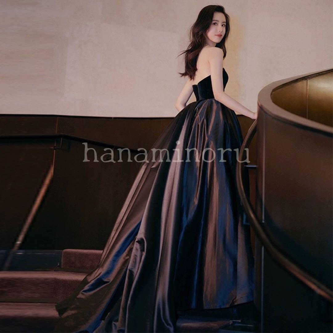 お色直し　黒　ドレス　パーティー　前撮り　二次会　街撮り　披露宴　ベロア
