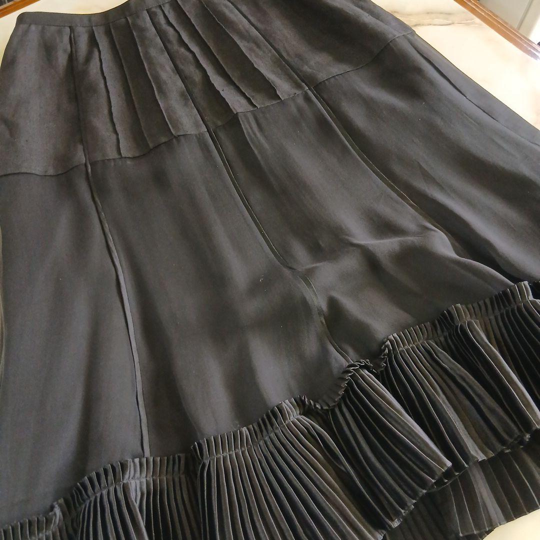ドルチェアンドガッバーナ リネン×シルクスカート 42 黒 s4