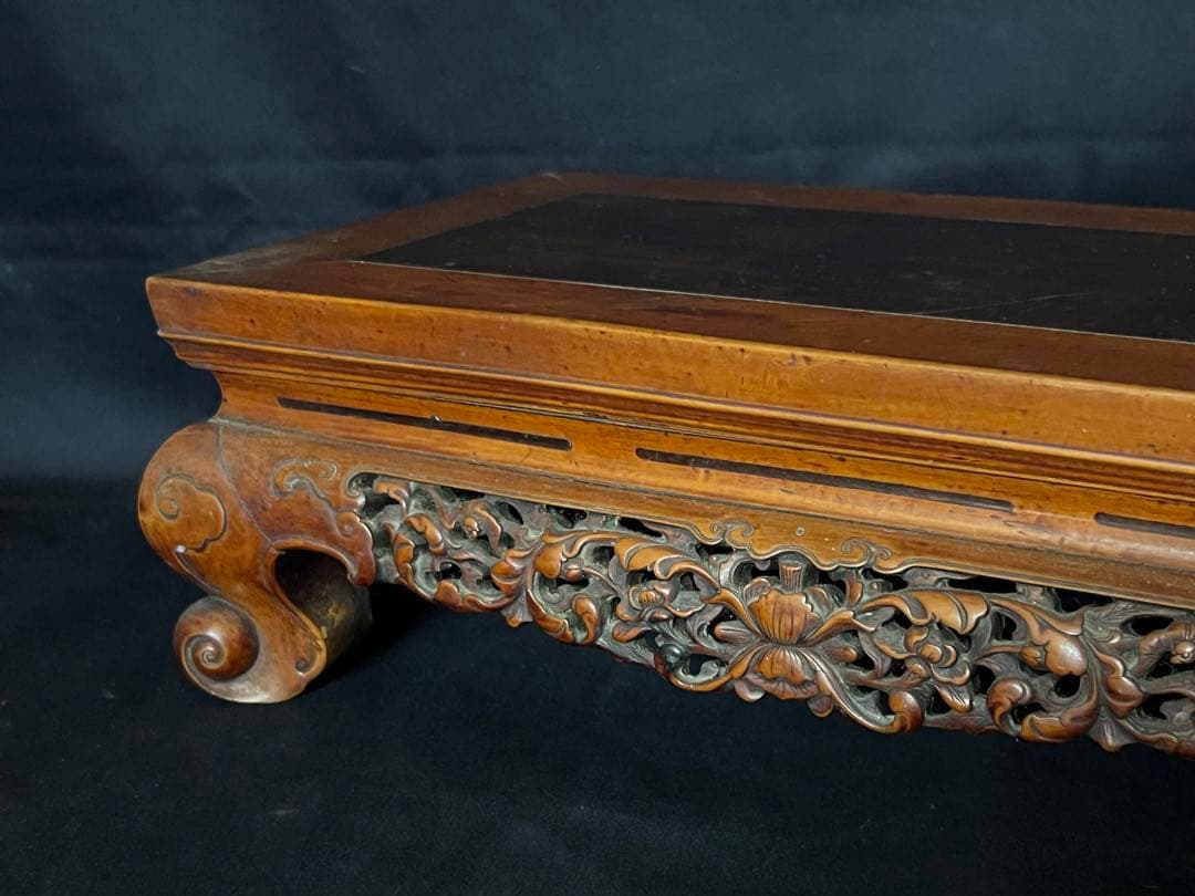 古美術/物置/紫檀台/柘植/天然木；F26