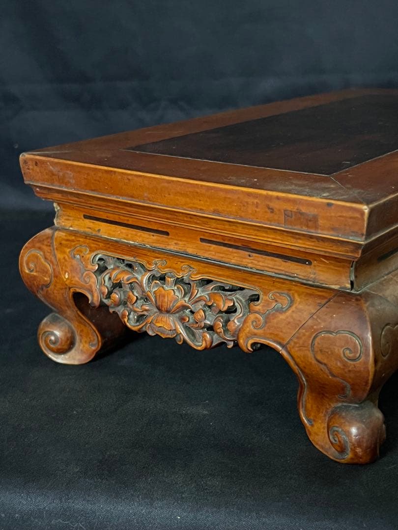 古美術/物置/紫檀台/柘植/天然木；F26