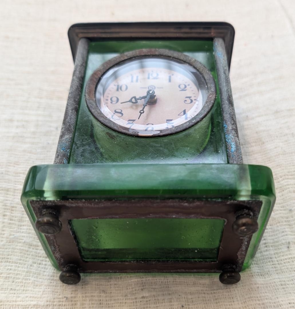 精工舎 ガラス置時計 グリーン 希少 アンティーク ビンテージ