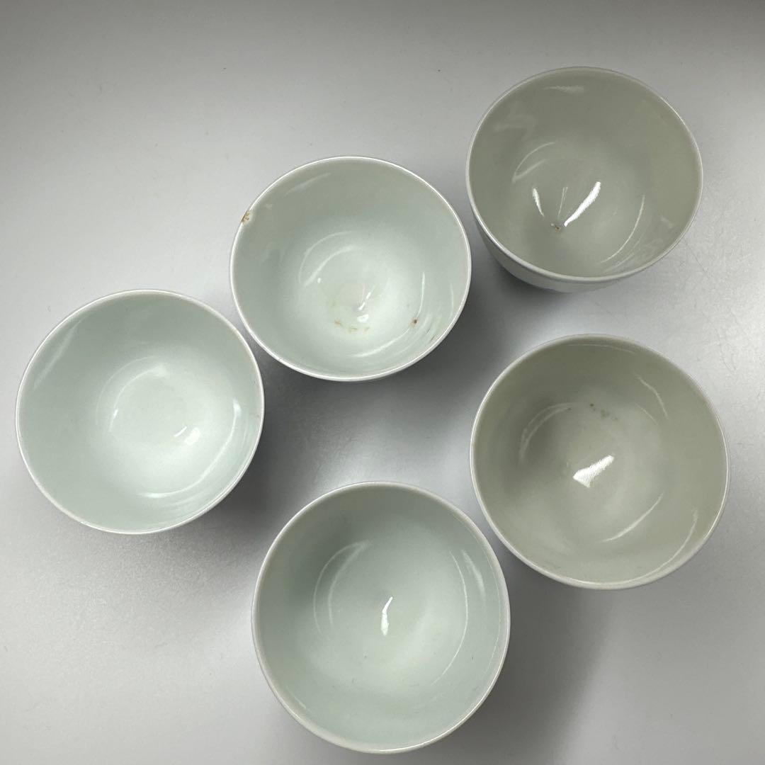 三浦竹泉　青花煎茶碗5客　口径5.5㎝　東Y7-0411☆2Fトヒチ