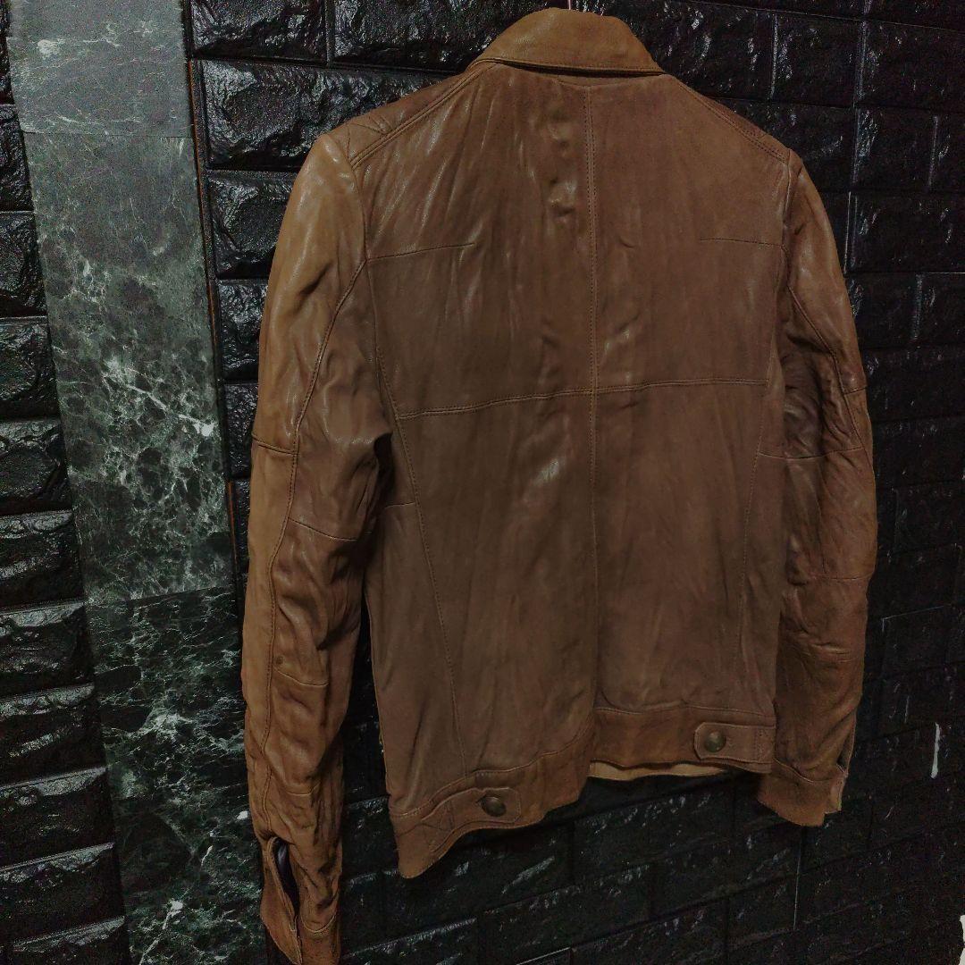 未使用に近いＳＣＨＯＲＬ アンティーク加工シングルライダース ブラウン Sz42