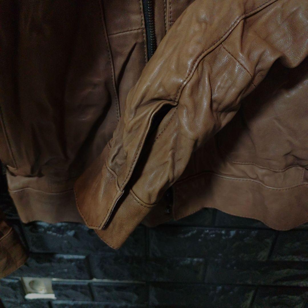 未使用に近いＳＣＨＯＲＬ アンティーク加工シングルライダース ブラウン Sz42