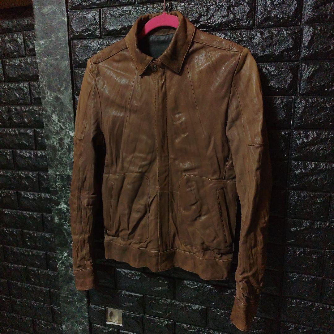 未使用に近いＳＣＨＯＲＬ アンティーク加工シングルライダース ブラウン Sz42