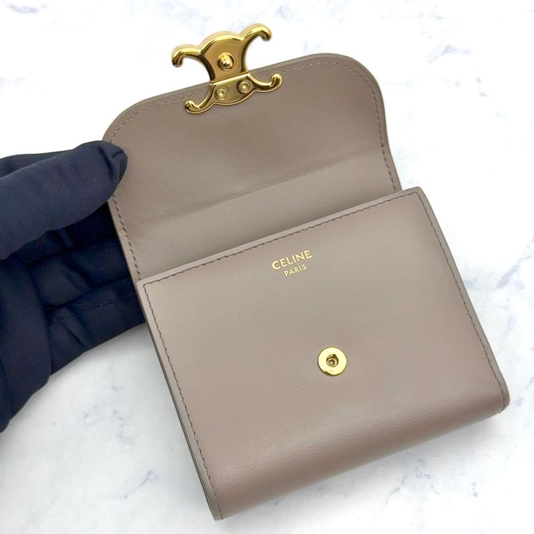 CELINE セリーヌ トリオンフ スモールフラップウォレット 折財布 ペブル