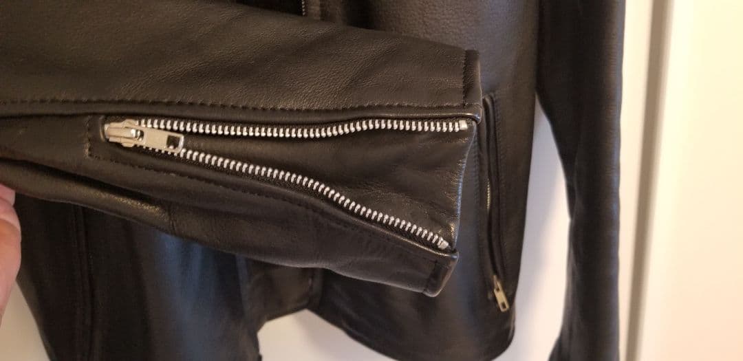 RHENIUM 雌牛本革ブラックレザーライダース 46 XL