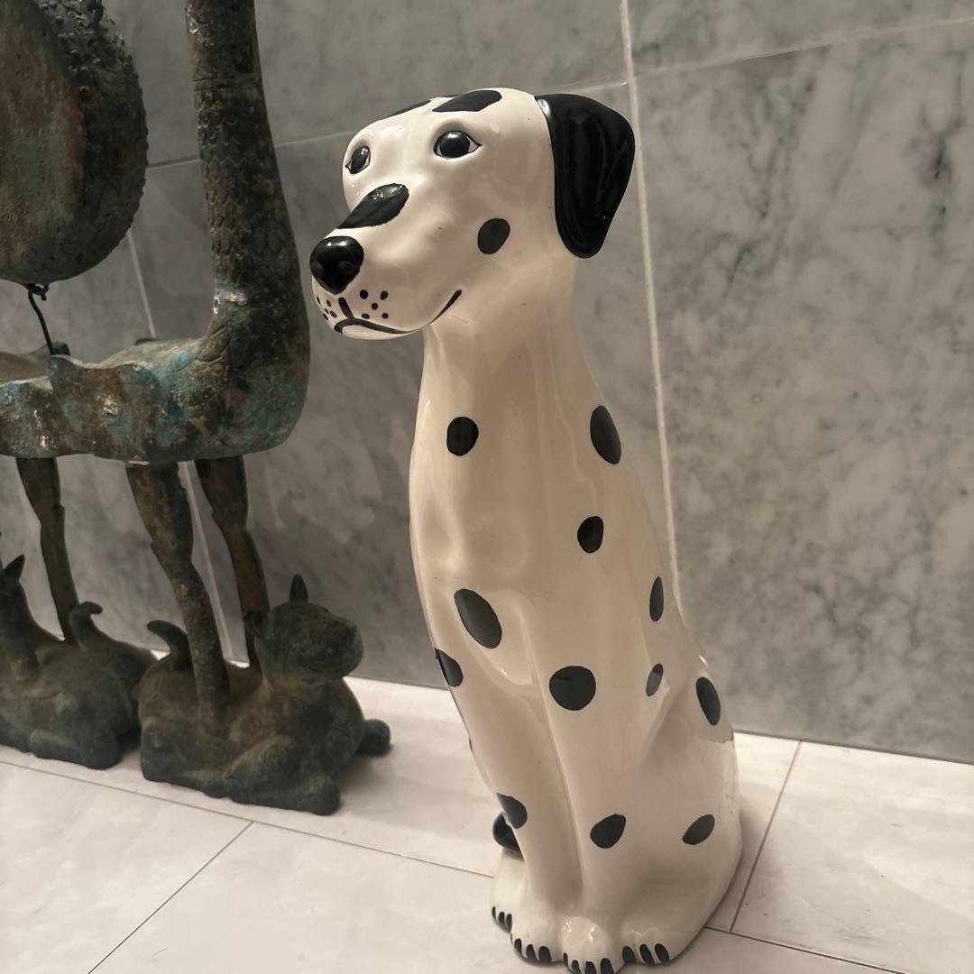 アメリカ90年代 手描きのつぶらな美しい瞳で雰囲気抜群なダルメシアンの特大陶器