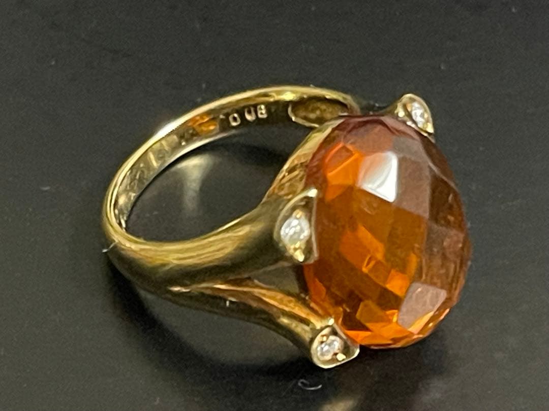 ひろ　K18 オレンジガーネット ダイヤ0.8ct リング 6.1g