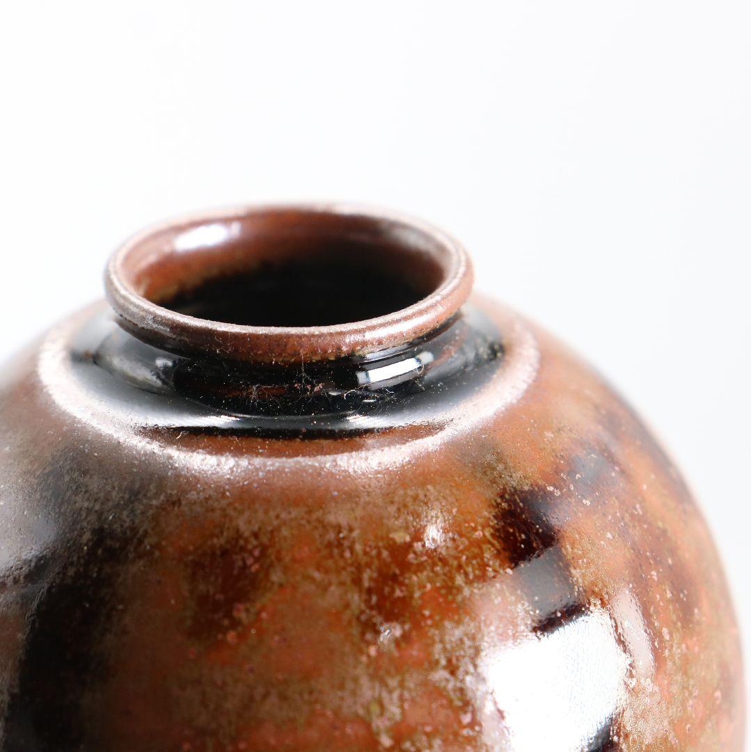 平安 笹田仁史作 珠光文琳写 茶入 茶道具 仕覆付　V850　NT7