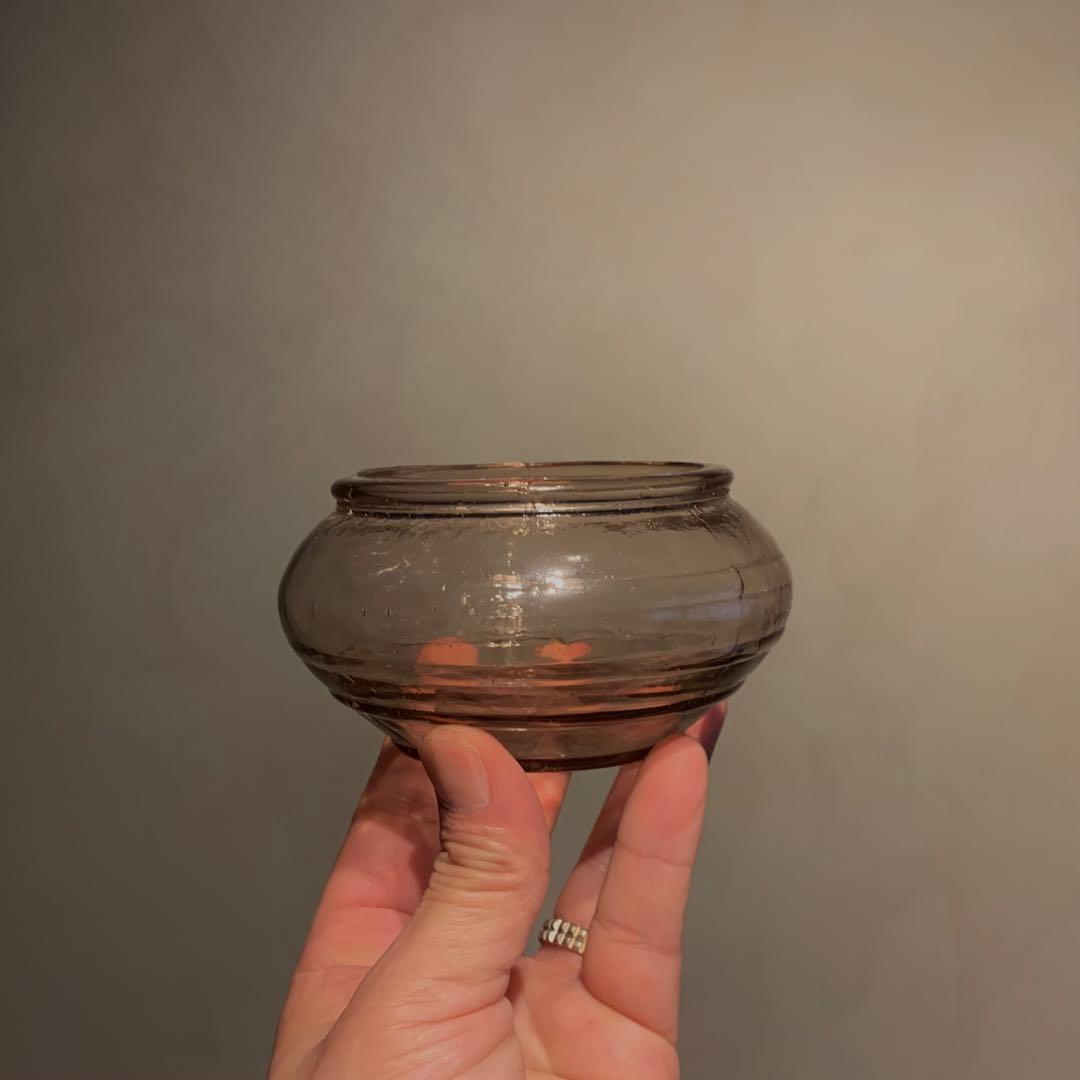 ガラス 塩笥形 小壺 キャンディポット 古道具 アンティーク