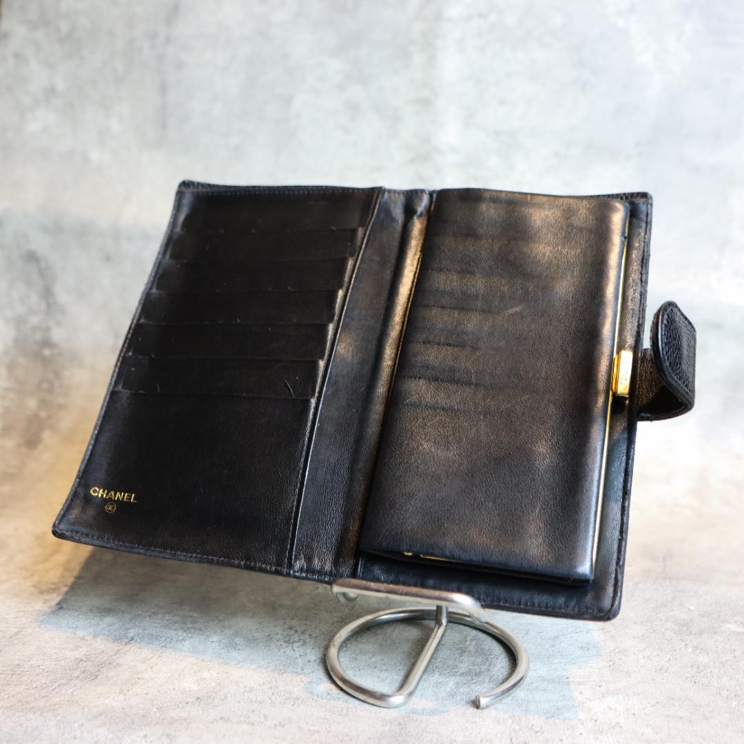 CHANEL シャネル カンボンライン 二つ折り 長財布 ブラック ココマーク