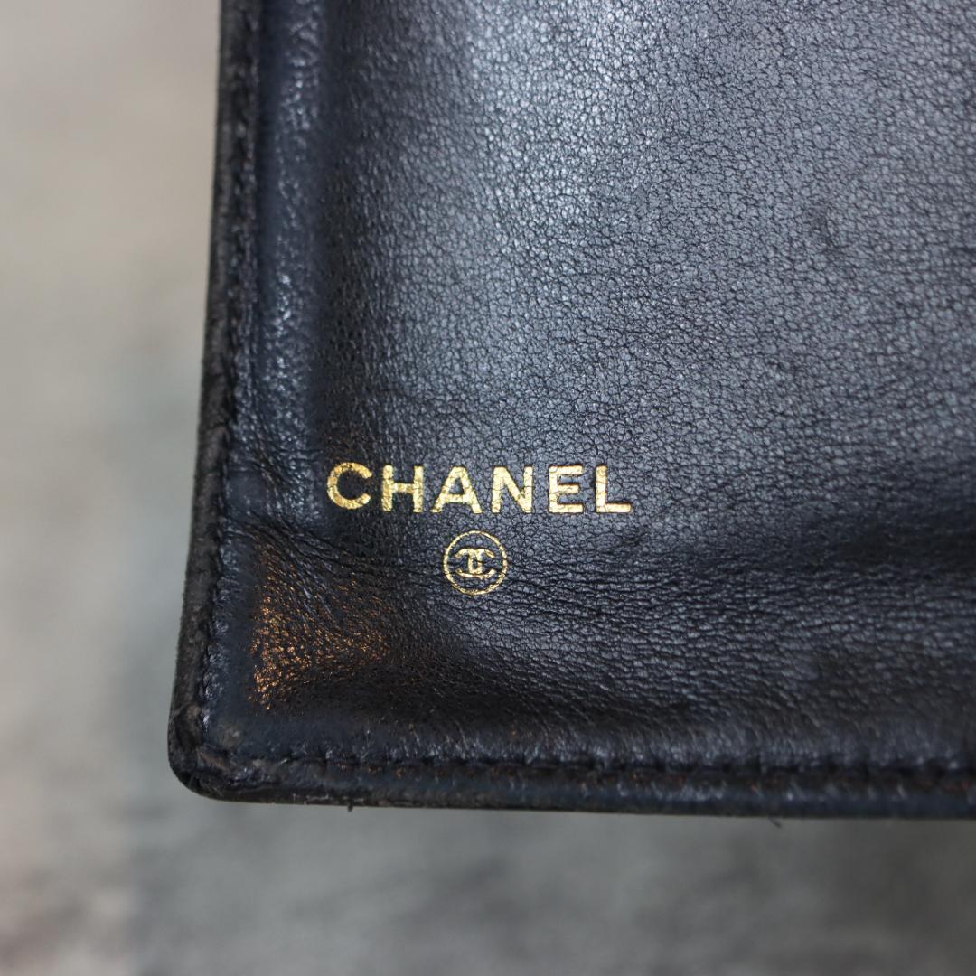 CHANEL シャネル カンボンライン 二つ折り 長財布 ブラック ココマーク