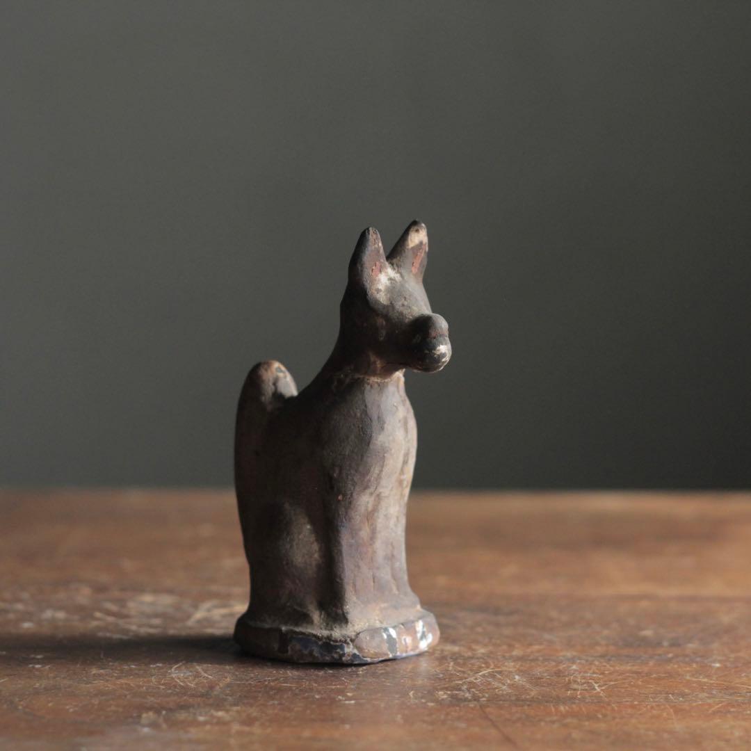 古い 土人形 お稲荷さん 割れ補修あり 郷土人形 民芸 古道具 アンティーク 狐