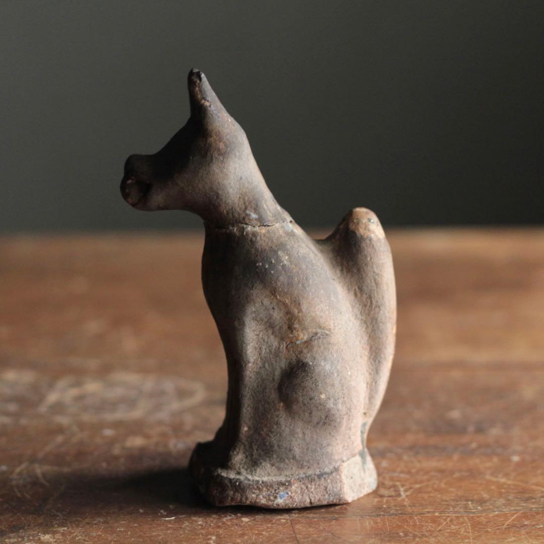 古い 土人形 お稲荷さん 割れ補修あり 郷土人形 民芸 古道具 アンティーク 狐