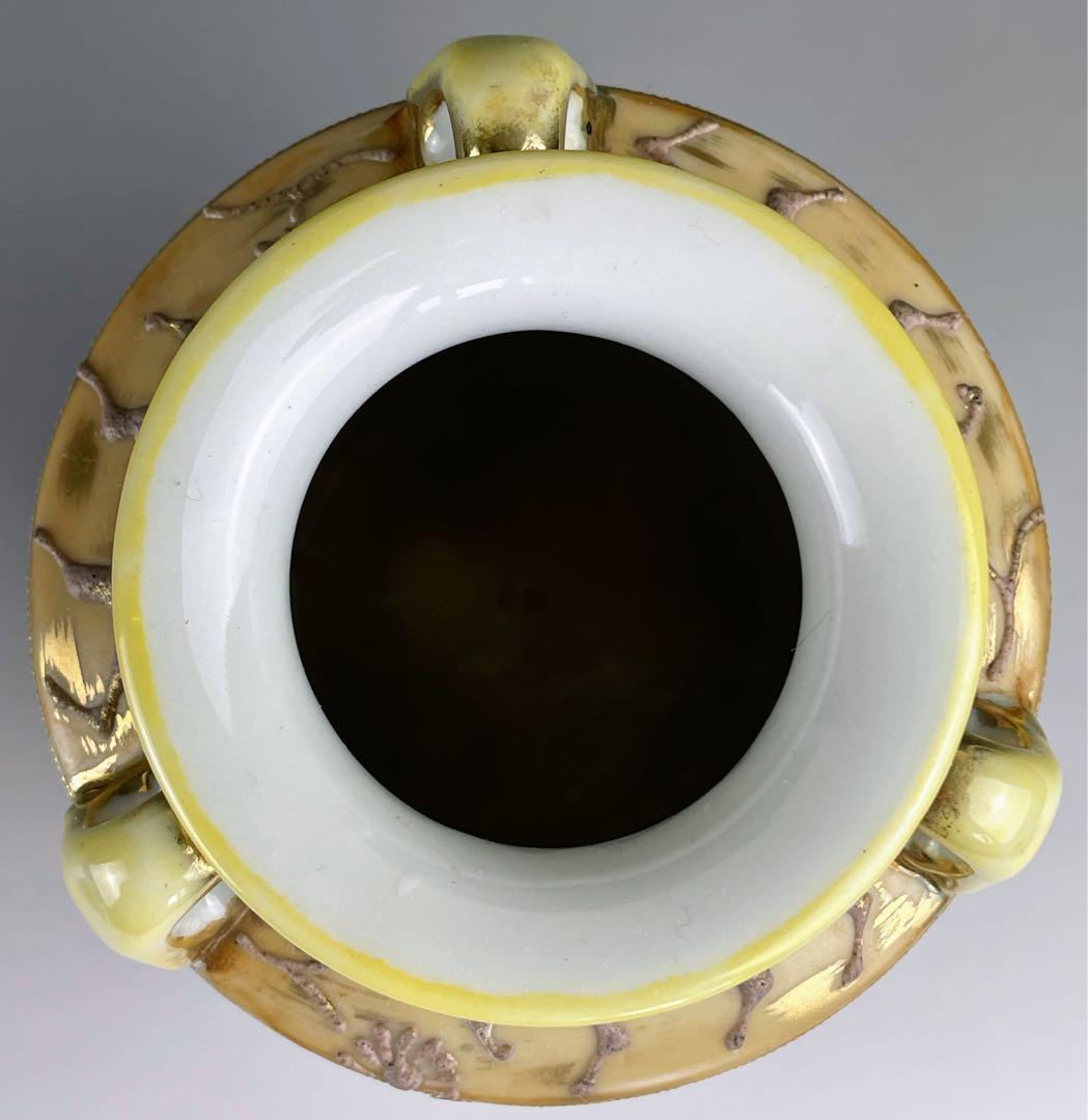 【希少】オールドノリタケ アールヌーボー 薔薇紋花瓶 モールド 金彩 ばら