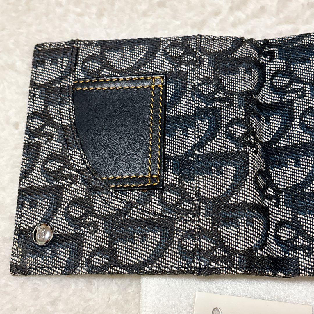 クリスチャン ディオール トロッター柄 二つ折り財布　ネイビー