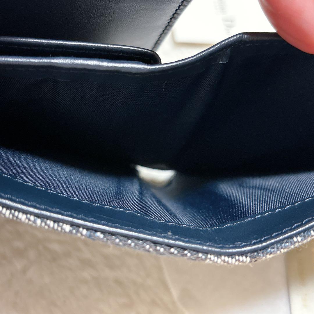 クリスチャン ディオール トロッター柄 二つ折り財布　ネイビー