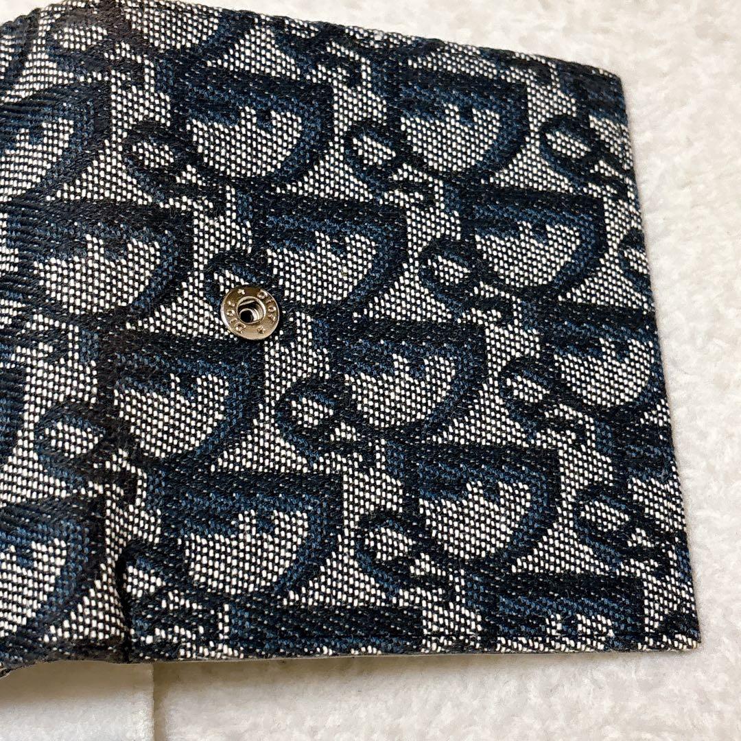 クリスチャン ディオール トロッター柄 二つ折り財布　ネイビー