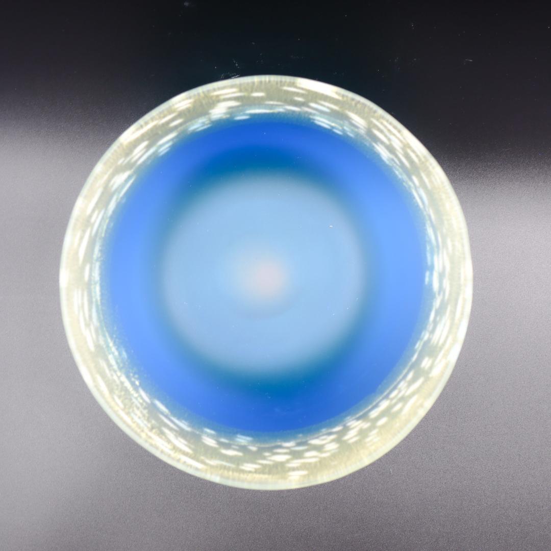 黒木国昭 アートガラス マリンブルーボウル 21cm 栞 箱付 美品