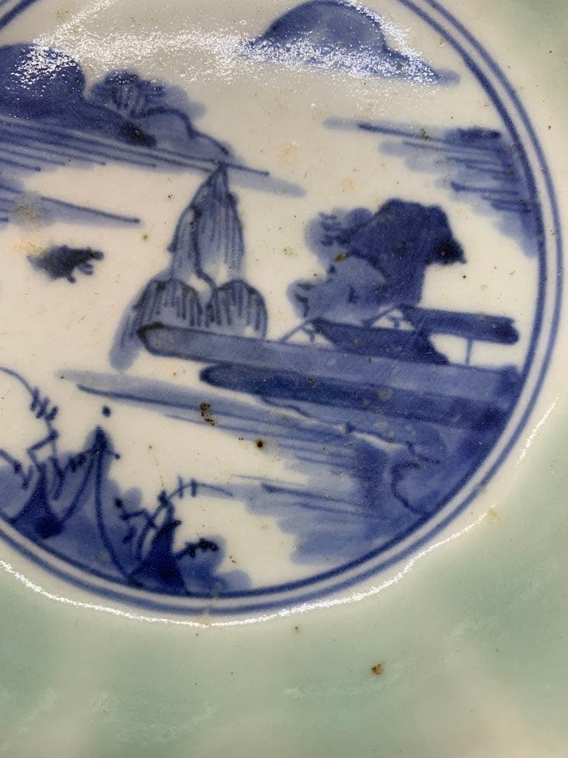 古伊万里青磁の輪花鉢