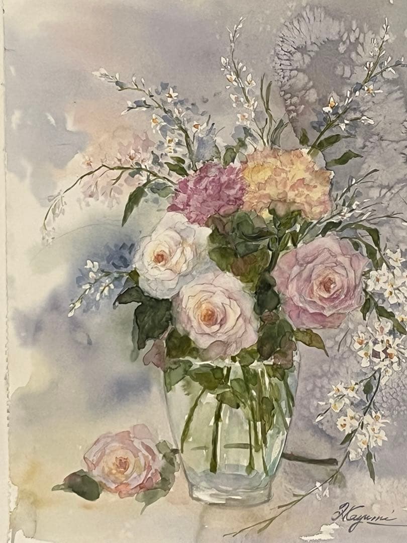 薔薇　水彩画　原画　オーダーイメージお見本