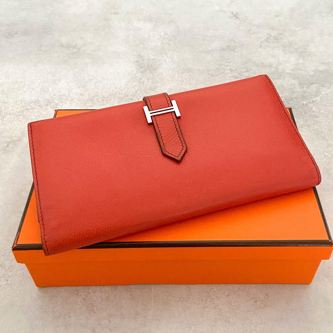 HERMES エルメス ベアン クシュベル シルバー金具 □C刻印 三つ折り財布