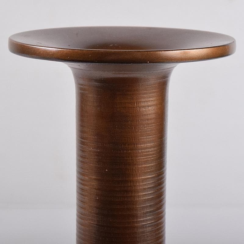 原益夫作　鋳銅　花瓶　共箱　V　R8922