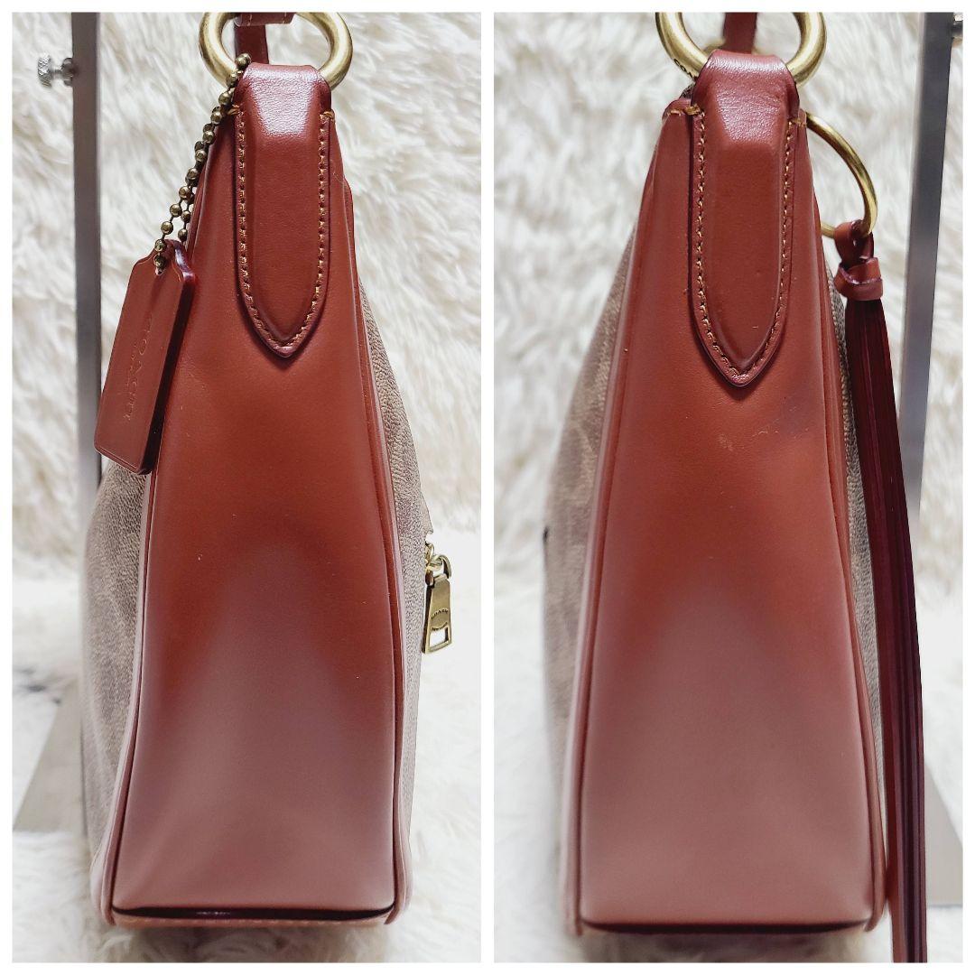 コーチ　ハンドバッグ　サットン　ホーボー　シグネチャー　PVC　レザー