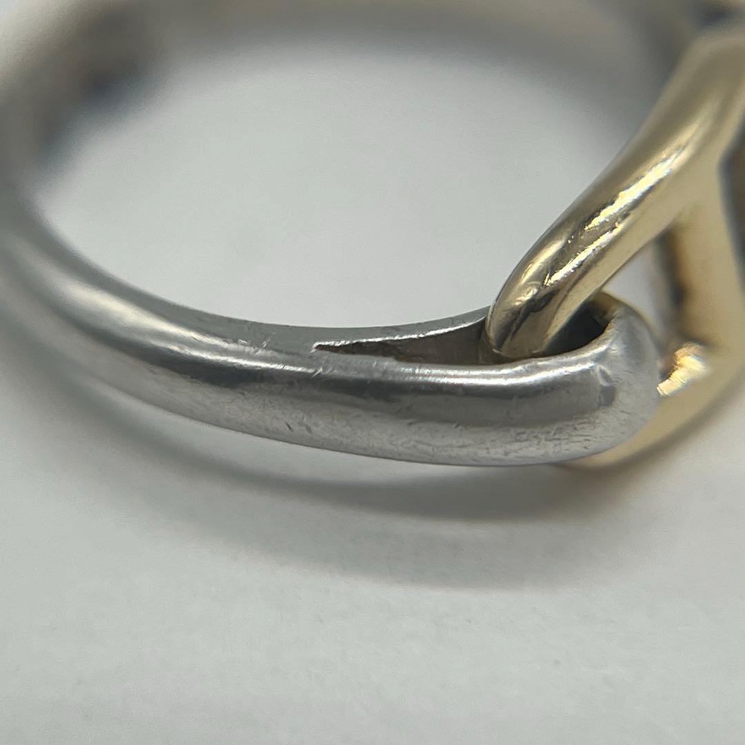 エルメス HERMES シェーヌダンクル リング 9号 SV YG コンビ