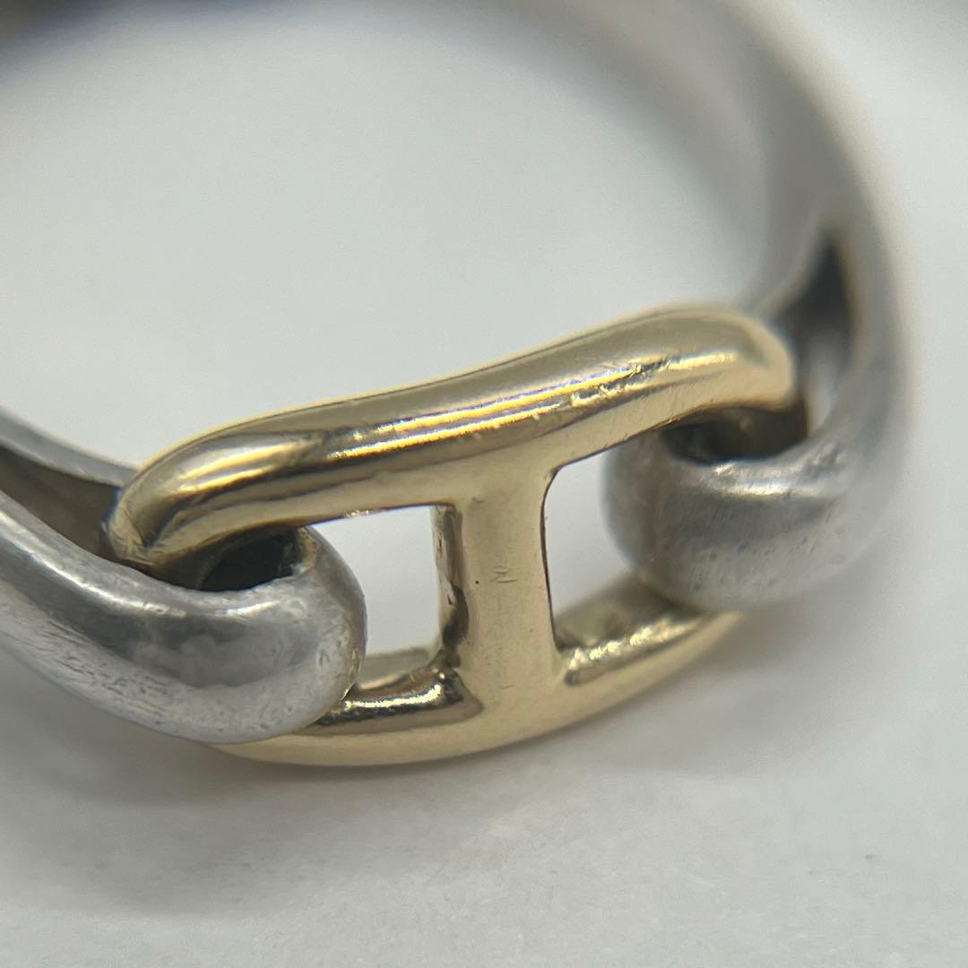 エルメス HERMES シェーヌダンクル リング 9号 SV YG コンビ