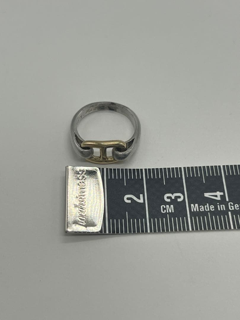 エルメス HERMES シェーヌダンクル リング 9号 SV YG コンビ