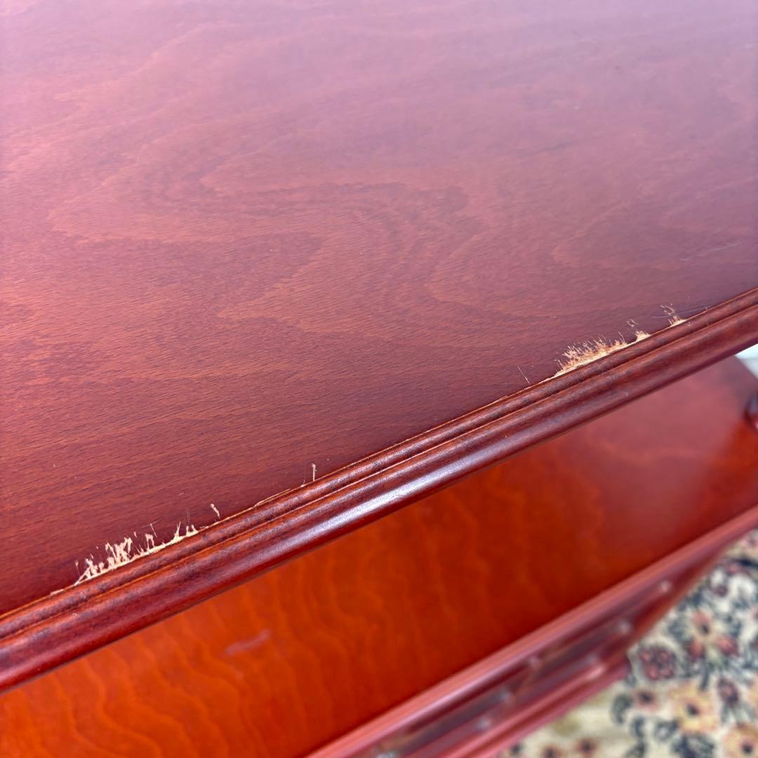 四国工芸　木製電話台・ファックス台 2段式 ブラウン ガラス棚 シコークラフト