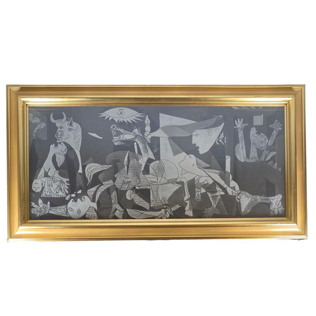 送料無料 パブロ ピカソ ゲルニカ キャンバス 額縁付 絵画 複製画 リトグラフ