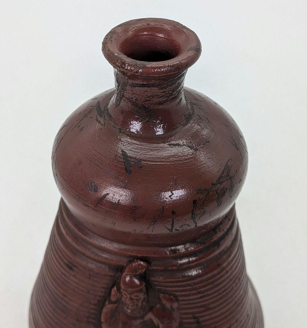 江戸末期 古備前 三方徳利 合箱合布 人形徳利 とっくり 一輪挿し花入 備前焼