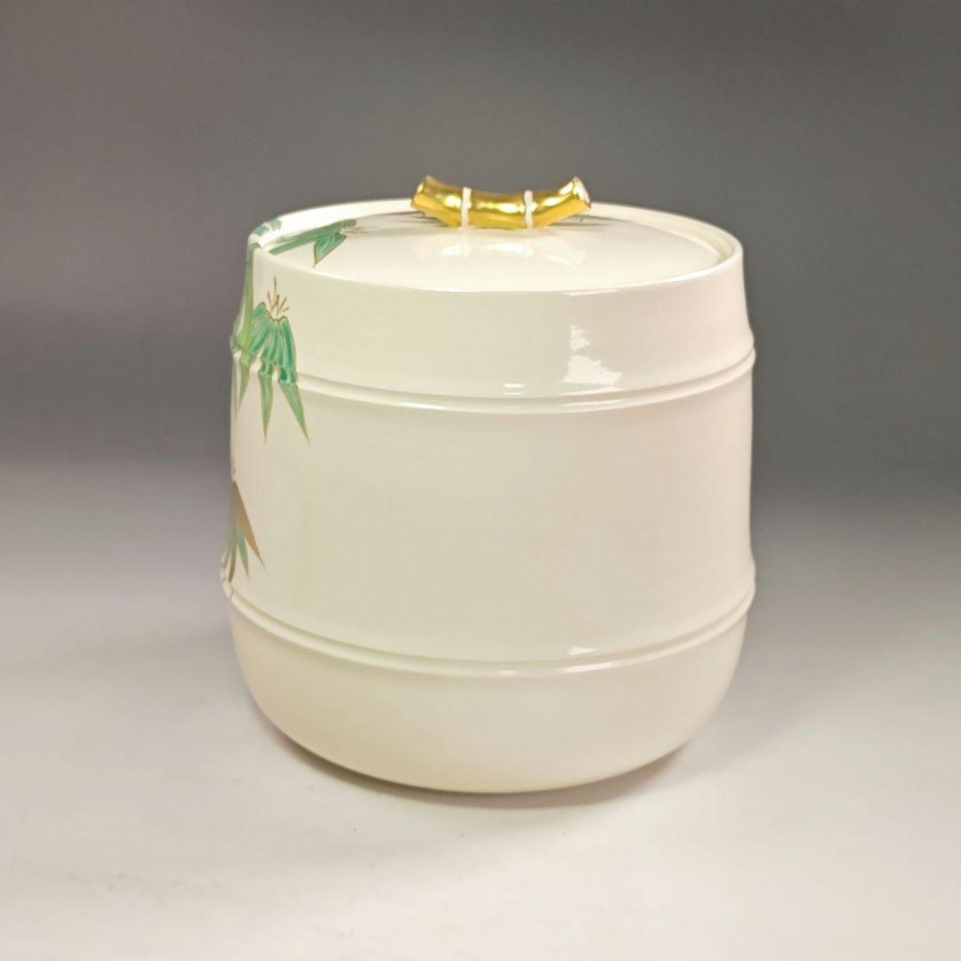 ウ266 水指『南口閑粋』『色絵　竹節　水指　共箱』茶道具