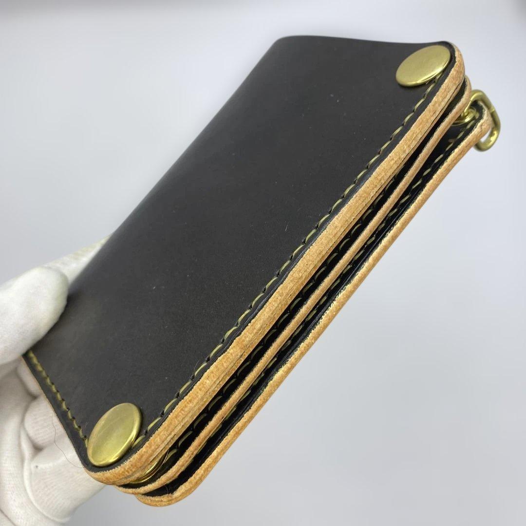 無骨！お札折らずに収納できる無骨な手染めミドルトラッカーウォレット BTW